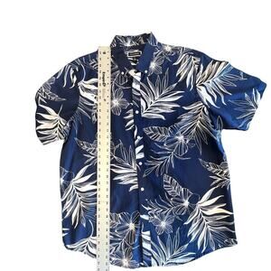 Club Room Mens Blue Floral Short Sleeve Button Up Shirt XL Cotton Relaxed Fit